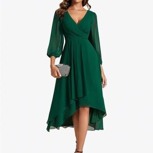 JJs House Deep Green Long Sleeve Dress